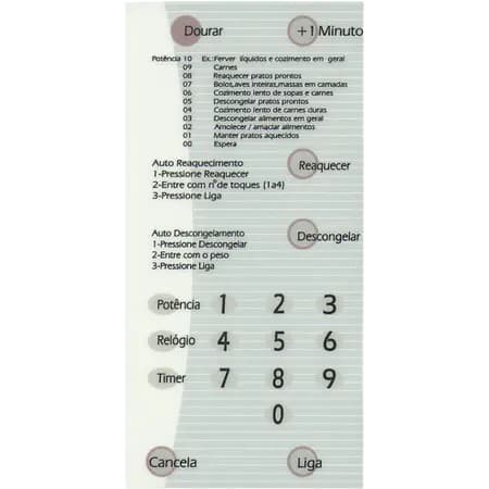 TECLADO MEMBRANA MICROONDAS BMP 31 COM DOURADOR BRANCO
