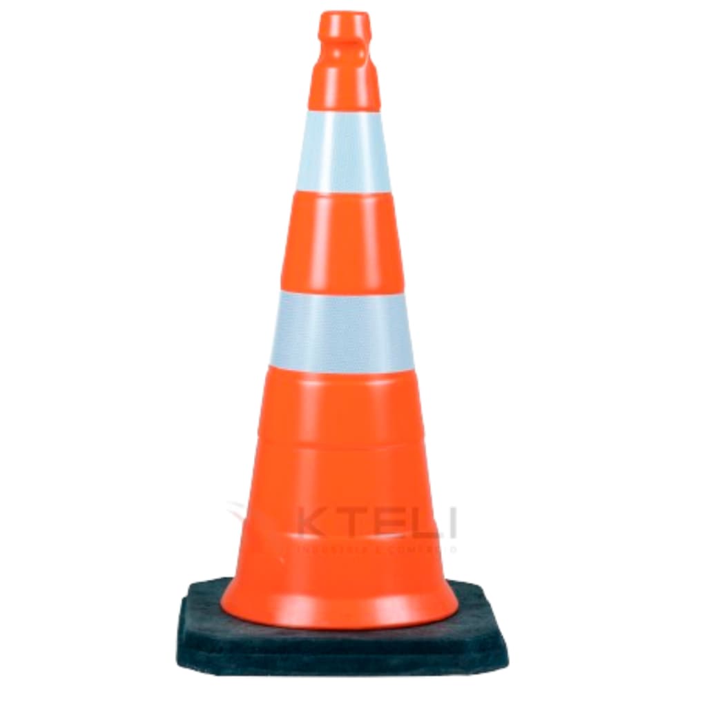 Cone Sinalização Tipo Obra Refletivo Base Borracha 75cm Epi Semiflexível