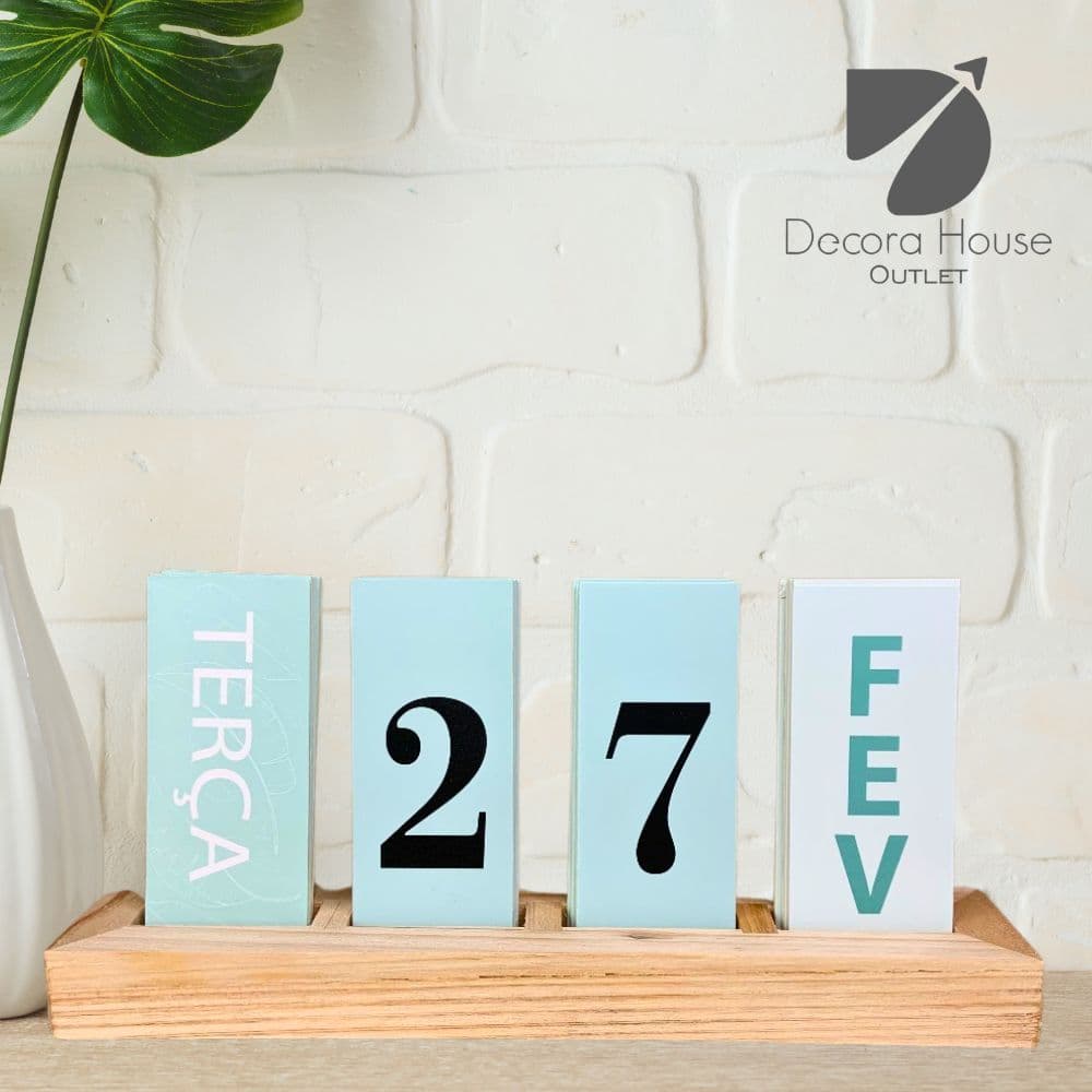 Calendário de Mesa Decorativo com Plaquinhas para Mesa Escritório Decoração Casa