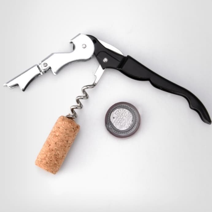 Abridor de Garrafas 12cm Simples Vinho Articulado Prático Metal Preto Saca Rolhas