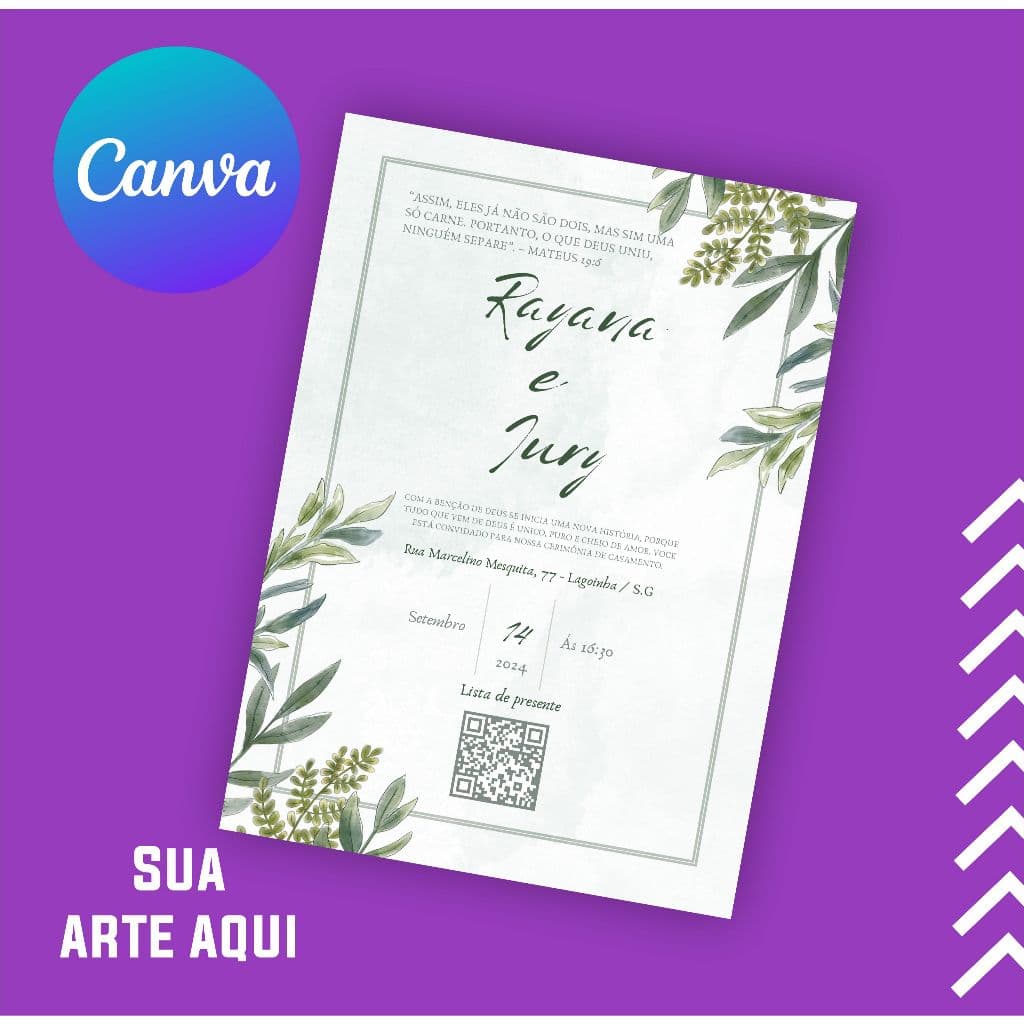PROMOÇÃO! Convites de Casamento Com a Sua Arte do Canva 14x20cm