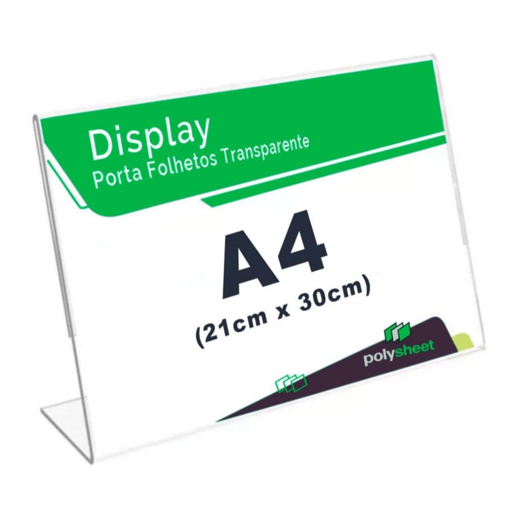 Display Expositor Horizontal Toten de Mesa Balcão Escritório Em Acrílico A4 L