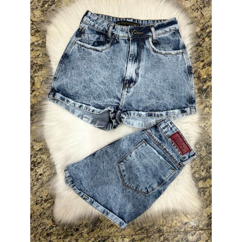Short lavado vintage 100% algodão Short mom jeans