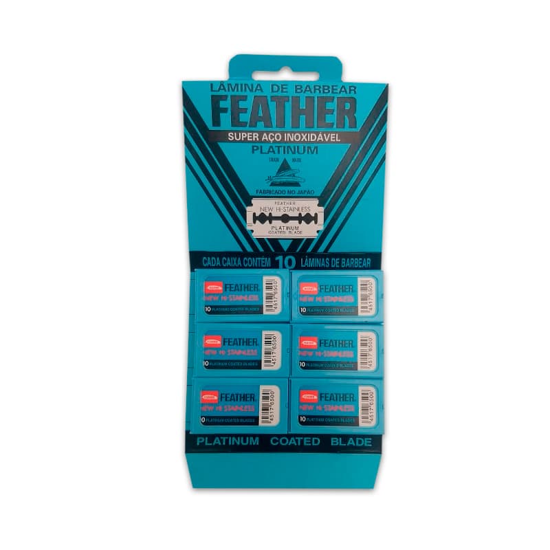 1 Cartela Lâmina Feather Com 60 Lâminas Barbear Cada