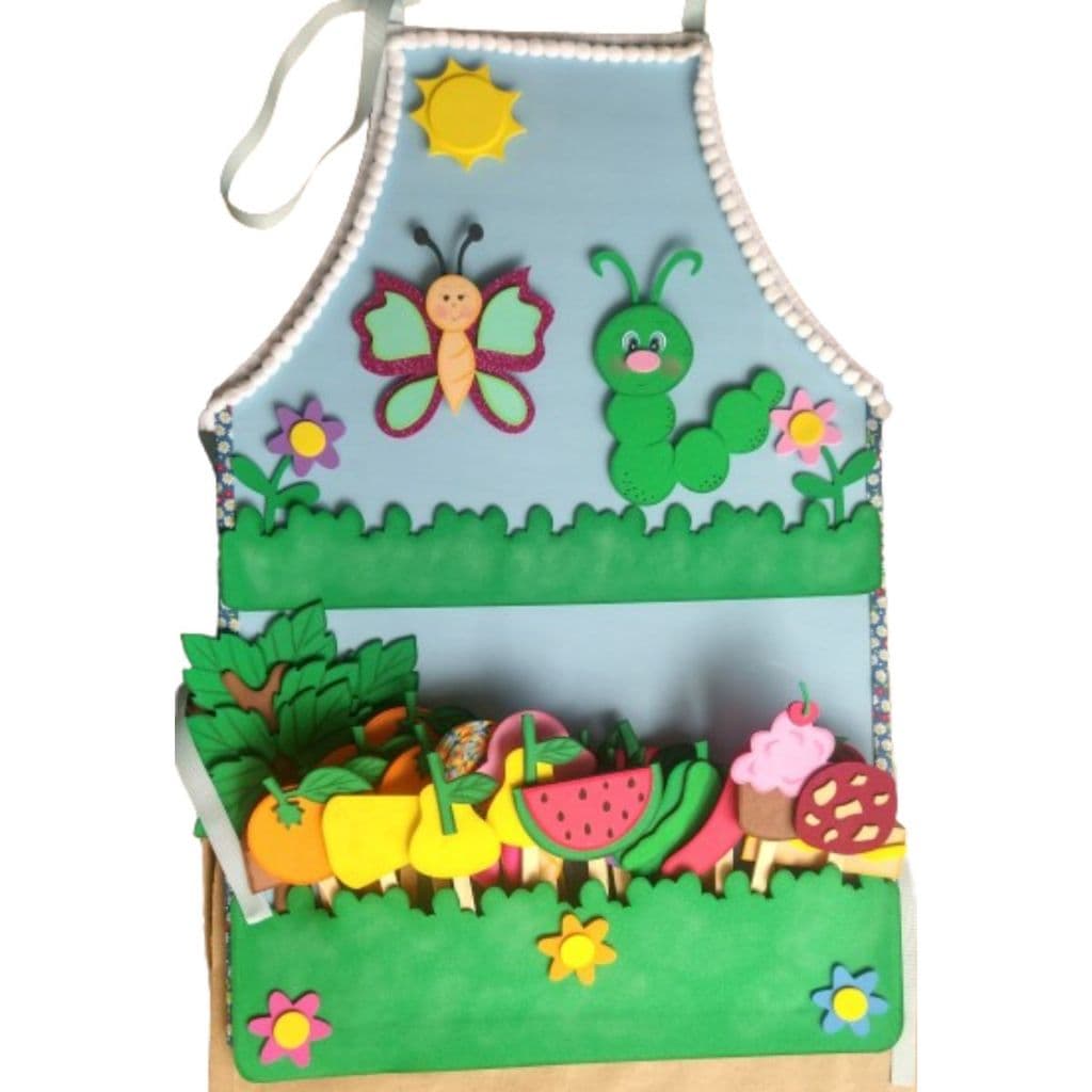 Avental Pedagógico em e.v.a - História: Uma lagarta muito comilona