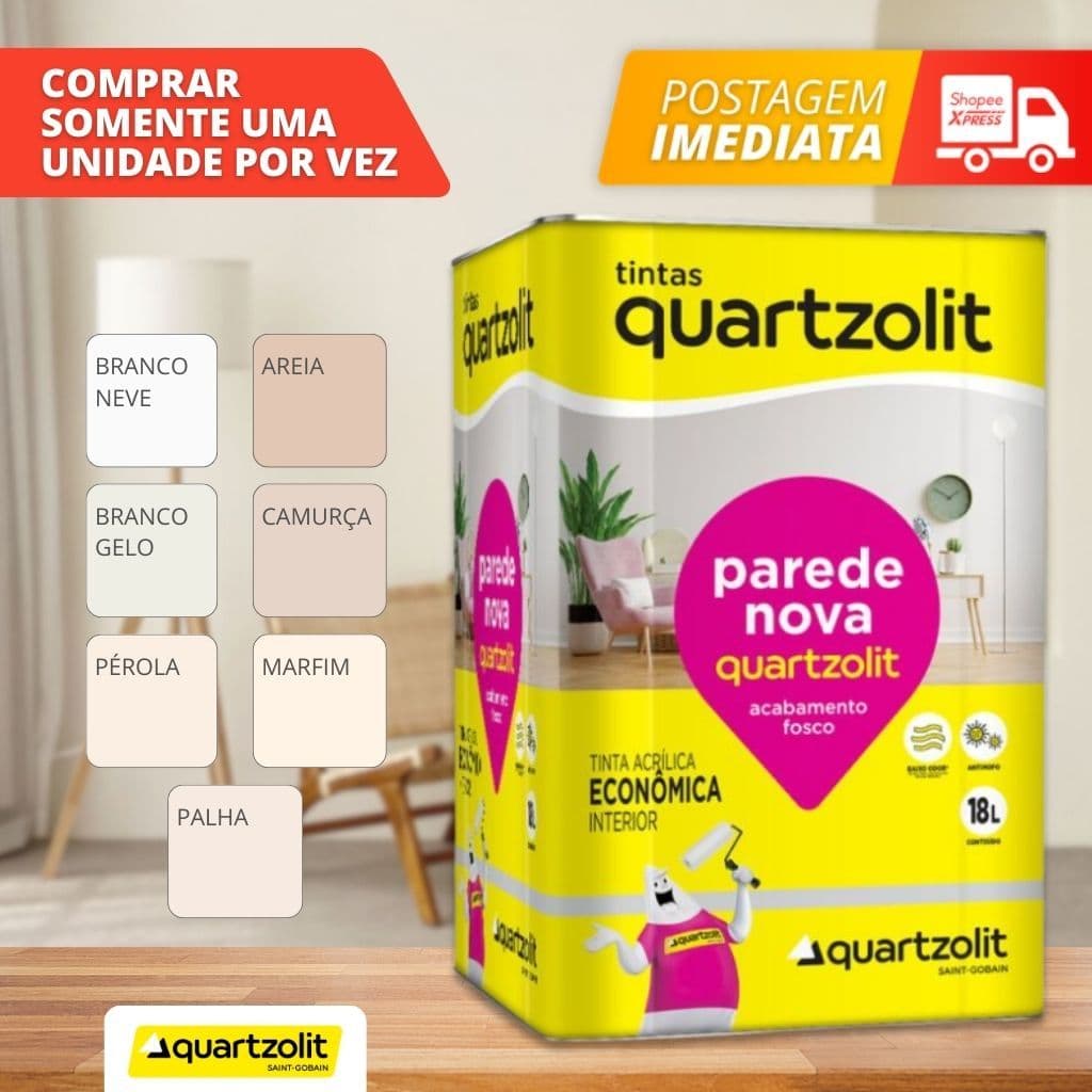 Tinta Acrílica Economica Parede Nova 18 Litros - QUARTZOLIT