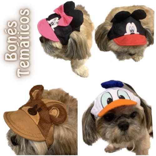 Boné p/ Cachorro Chapéu Personagens Exclusivo Anatômico Alta Qualidade Pet Pequeno ao Grande porte