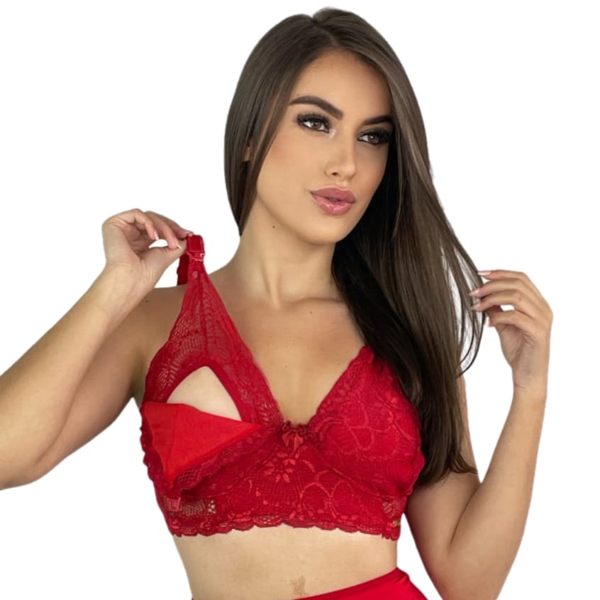 Sutiã Amamentação de Renda Gestante Plus Pós Parto Bella