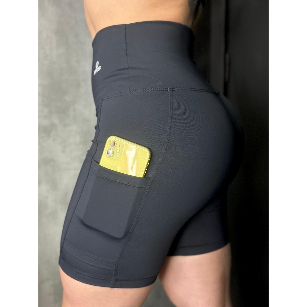Short Academia Fitness Feminino Com Bolso e Cintura Alta