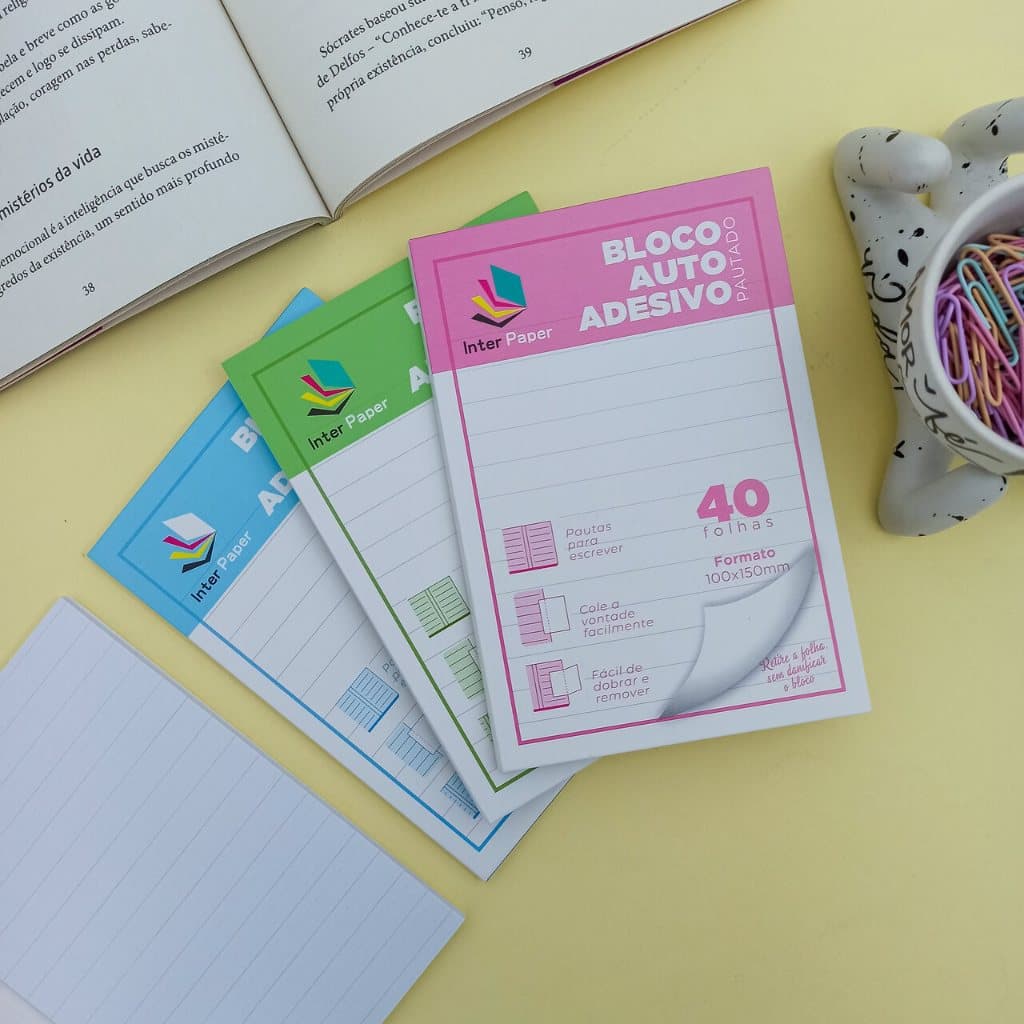 Bloco Adesivo Pautado (Linhas Cinza) 100 x 150 mm 40 Folhas - Importado