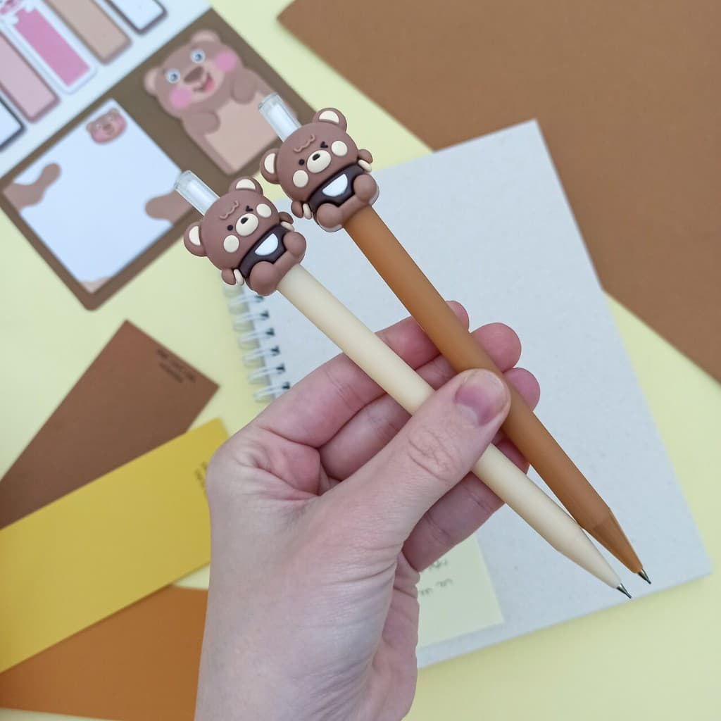 Lapiseira 0.7 mm Ursinhos Coloridos Fofos (Marrom e Nude) - Importado