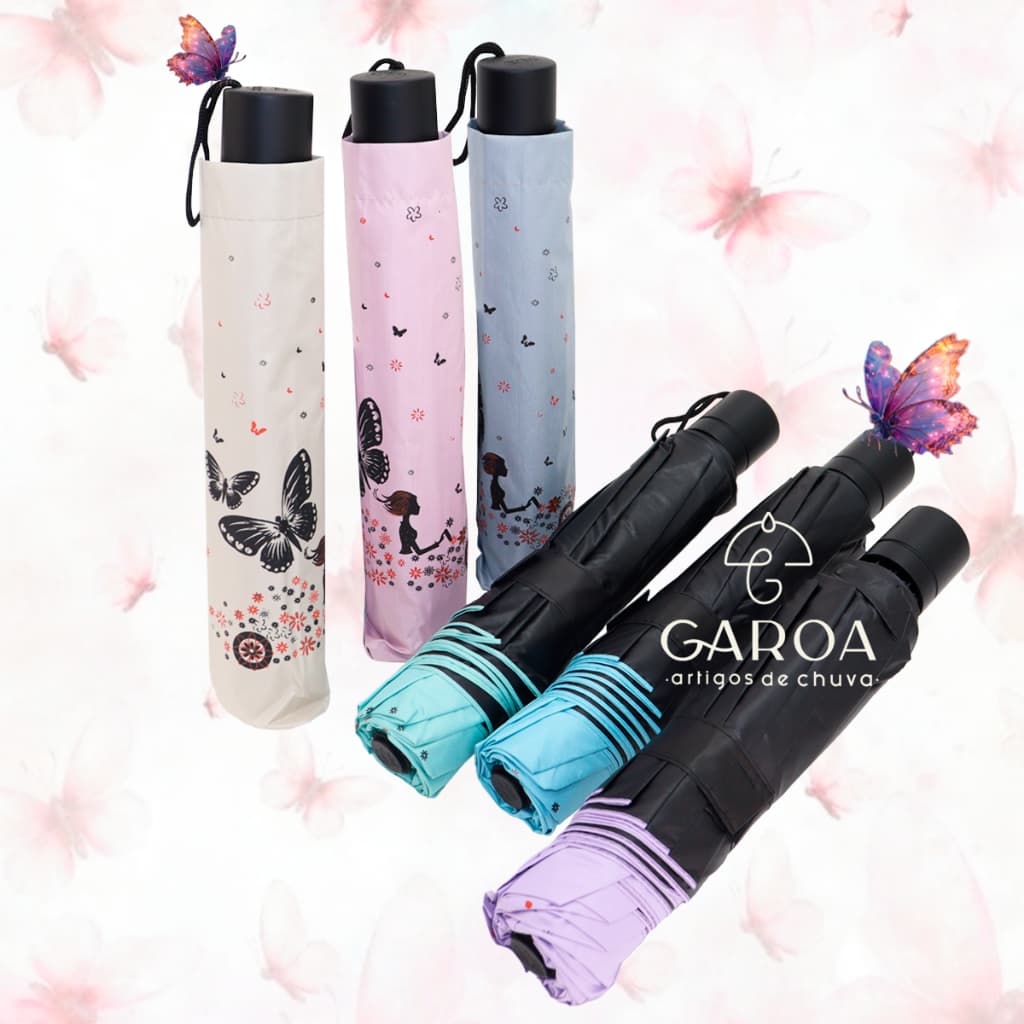 Guarda Chuva Grande Com Proteção Solar Reforçado Contra Vento Cabe Na Bolsa Estampado Colorido