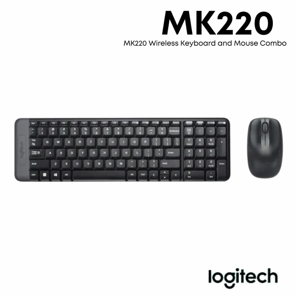 Combo Logitech teclado e mouse s/fio preto MK220
