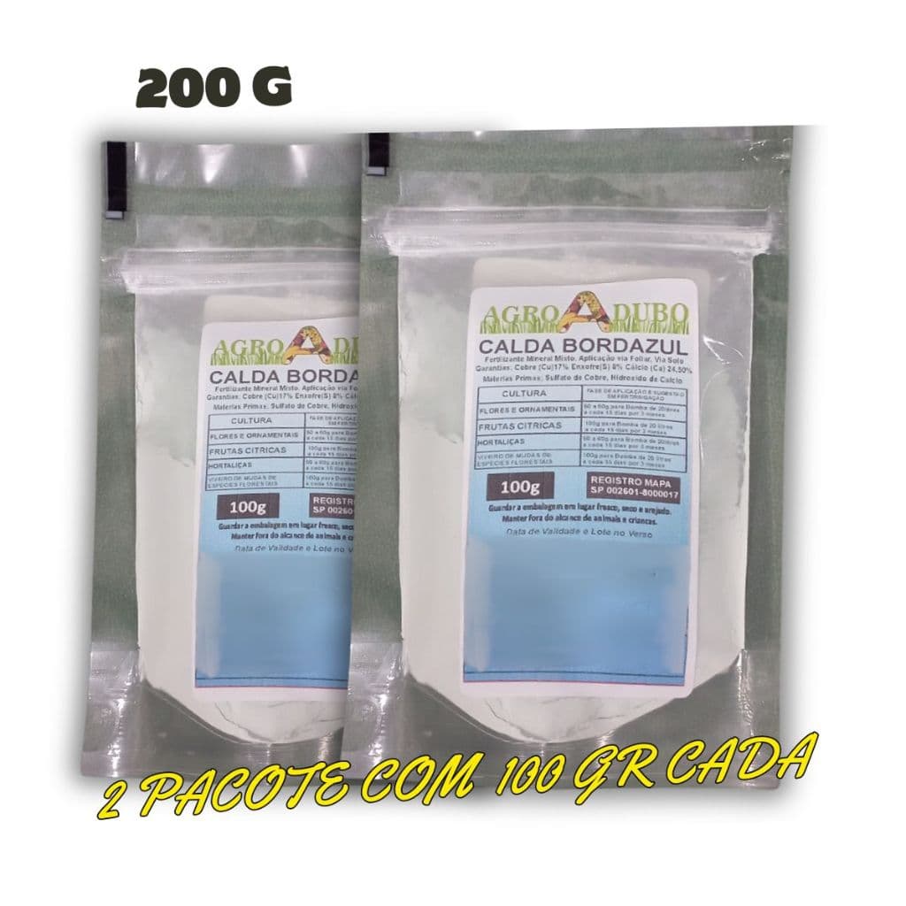 Calda Bordalesa Pacote 200g Foliar Calcio + Cobre