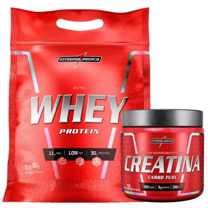 Kit Nutri Whey Protein 900g + Creatina 300g Pura  - Integralmedica