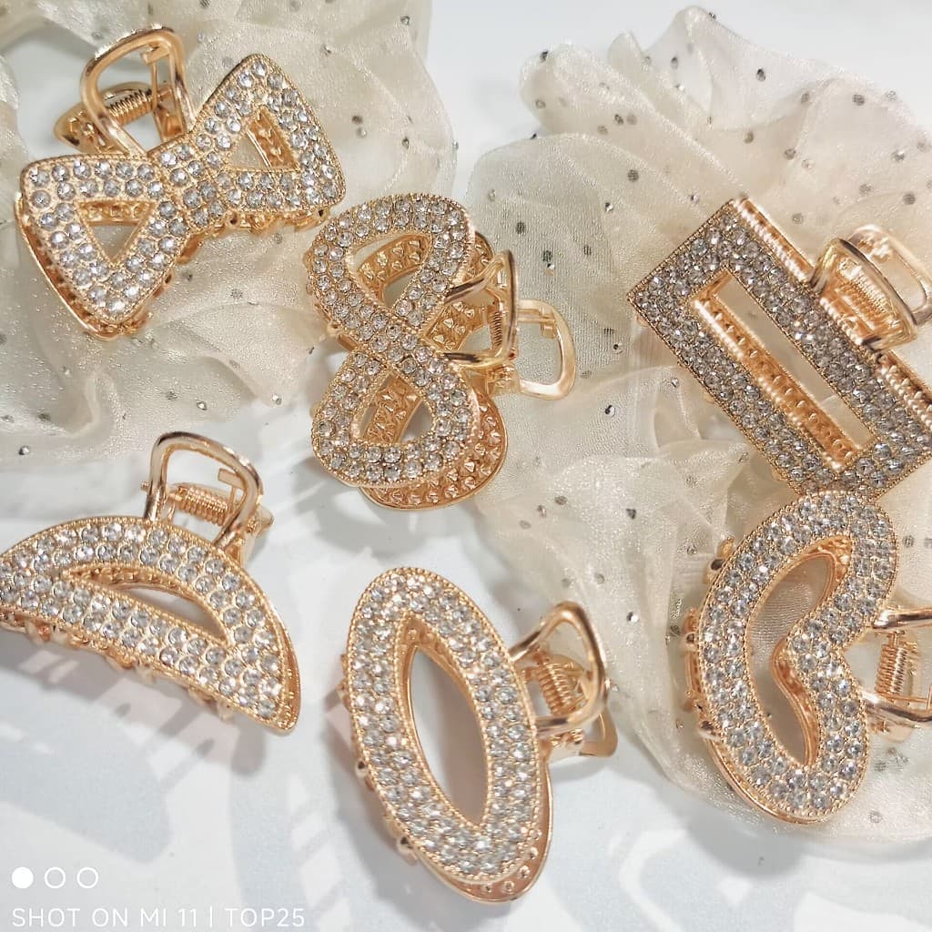 KIT 01/03/06 Clipe de metal requintado brilhante diamante clipe de cabelo pequeno clipe 4cm