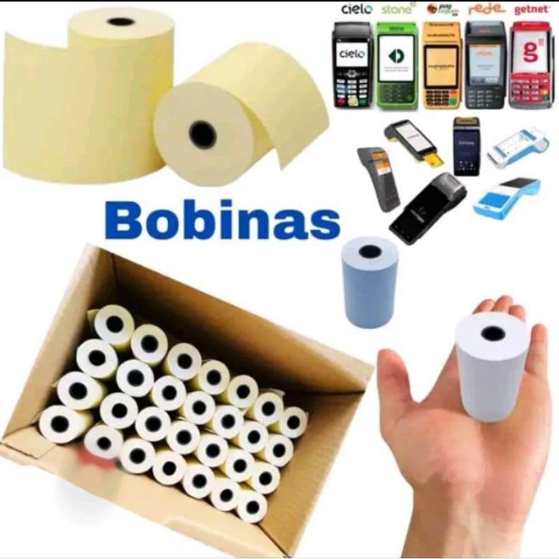 50 Bobina Térmica Para Máquinas de Cartão 50 unidades