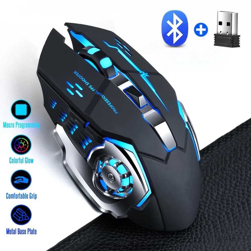Mouse Gamer T-wolf Q13 Sem Fio Recarregável Preto - 6 Botões