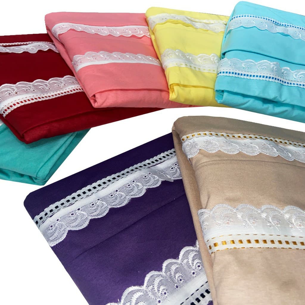 Jogo de Lençol Casal Malha Algodão Fio 30 Elástico em Volta e 2 Fronhas Conforto Diário Toque Macio