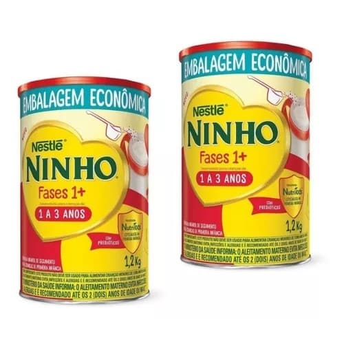 kit 2 Unid Leite Ninho Nestlé  Fases 1+  1,2kg