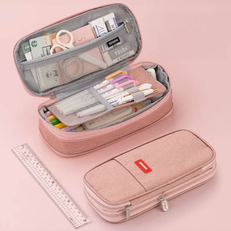 Estojo De Lápis De Tecido De Grande Capacidade Camada /Double Sided Pen Bag Pencil Case/Escolar