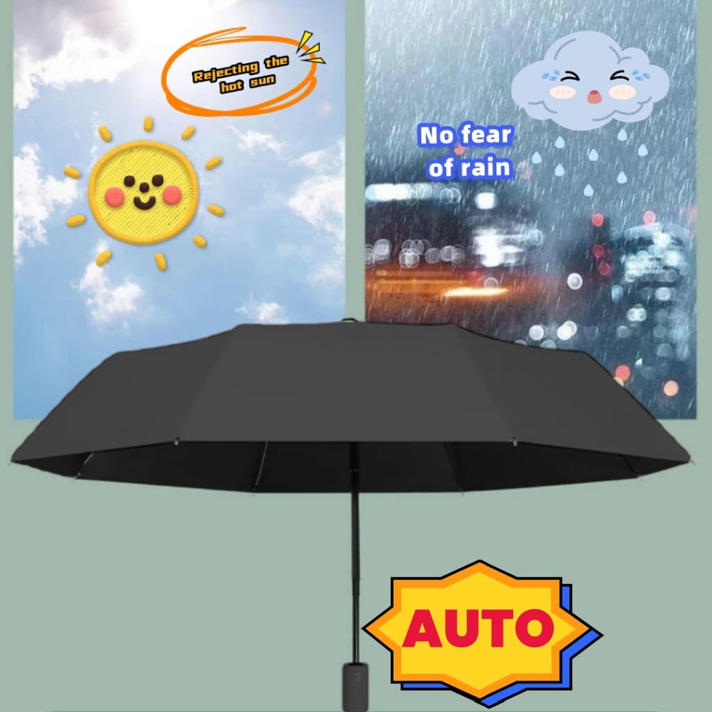 Guarda-Chuva Automático Abre e Fecha Dobrável Portátil Unissex Resistente