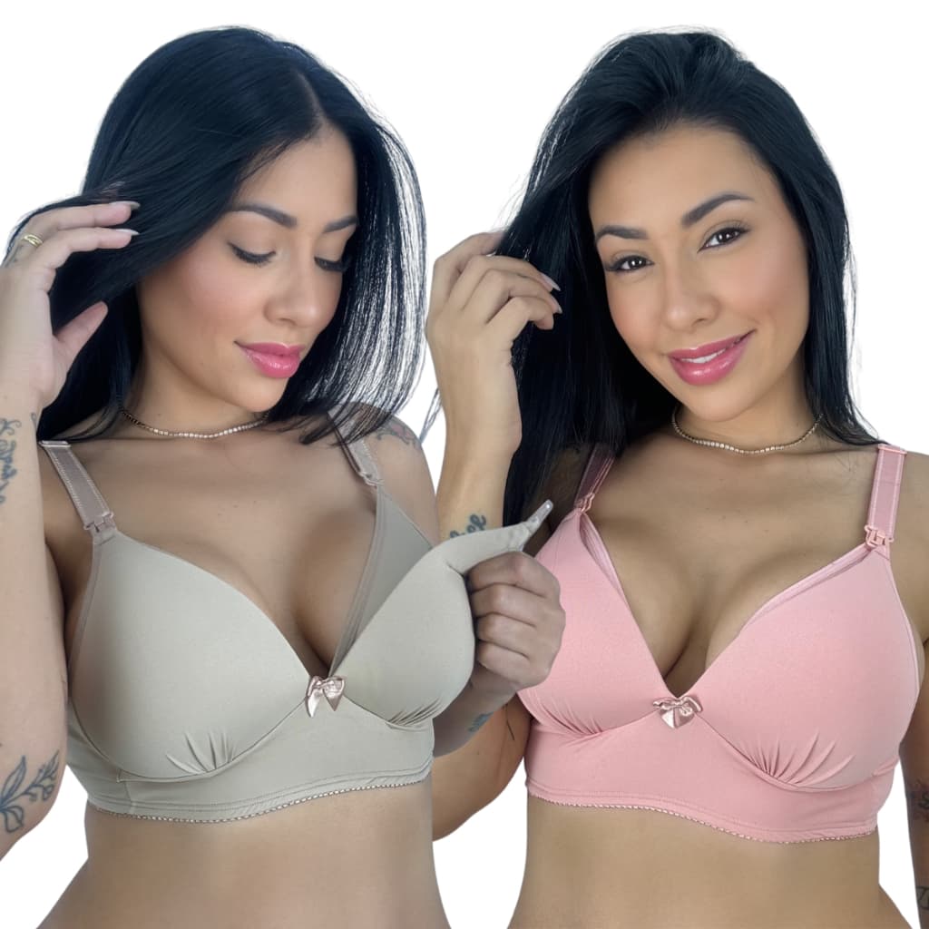 KIT C/2 Sutiã Amamentação com Bojo Soft todo em Micro Facil Amamentar Kelly
