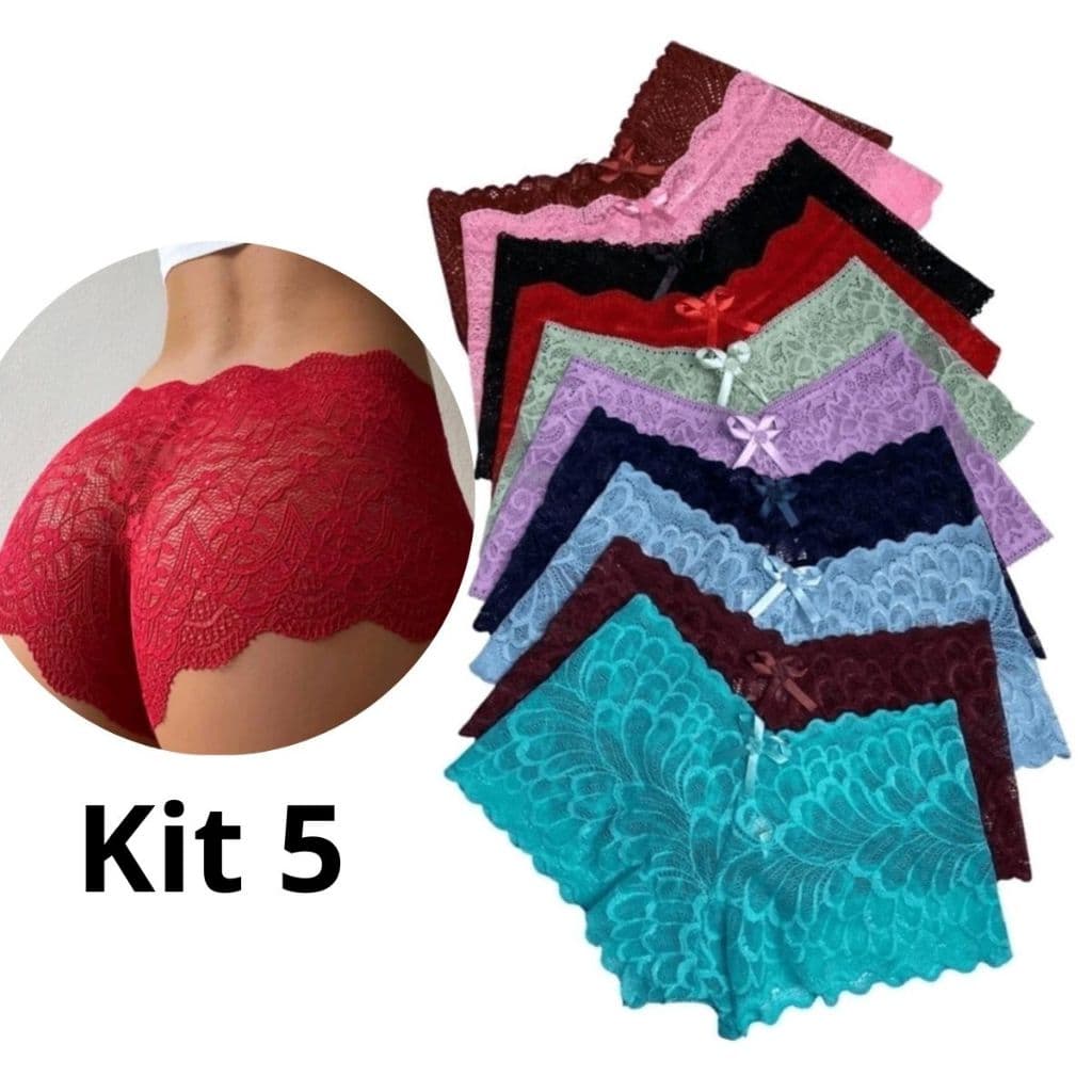 Kit Calcinha Caleçon Shortinho de Renda Sensual Lingerie Confortável - Calesson