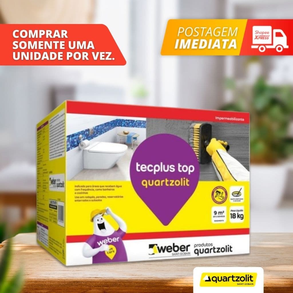 Impermeabilizante Tecplus Top Quartzolit 18kg Massa Polímérica Cozinha e Banheiros