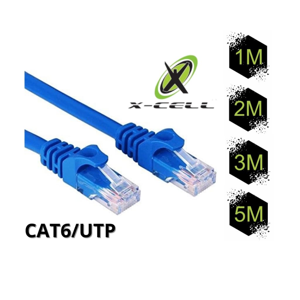 Cabo de Rede Conector RJ45 Macho x RJ45 Macho CAT6/UTP 1m 2m 3m 5m X-Cell