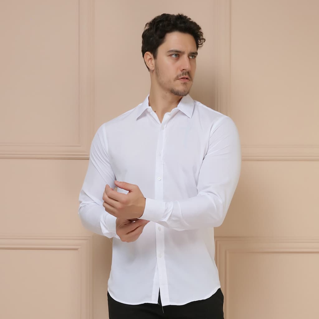 Camisa Social Masculina Manga longa Slim Fit Casual Mega Oferta