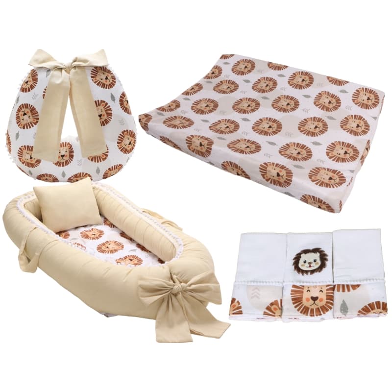 Almofada Amamentação Menino + Ninho Redutor + Trocador + Kit Fralda