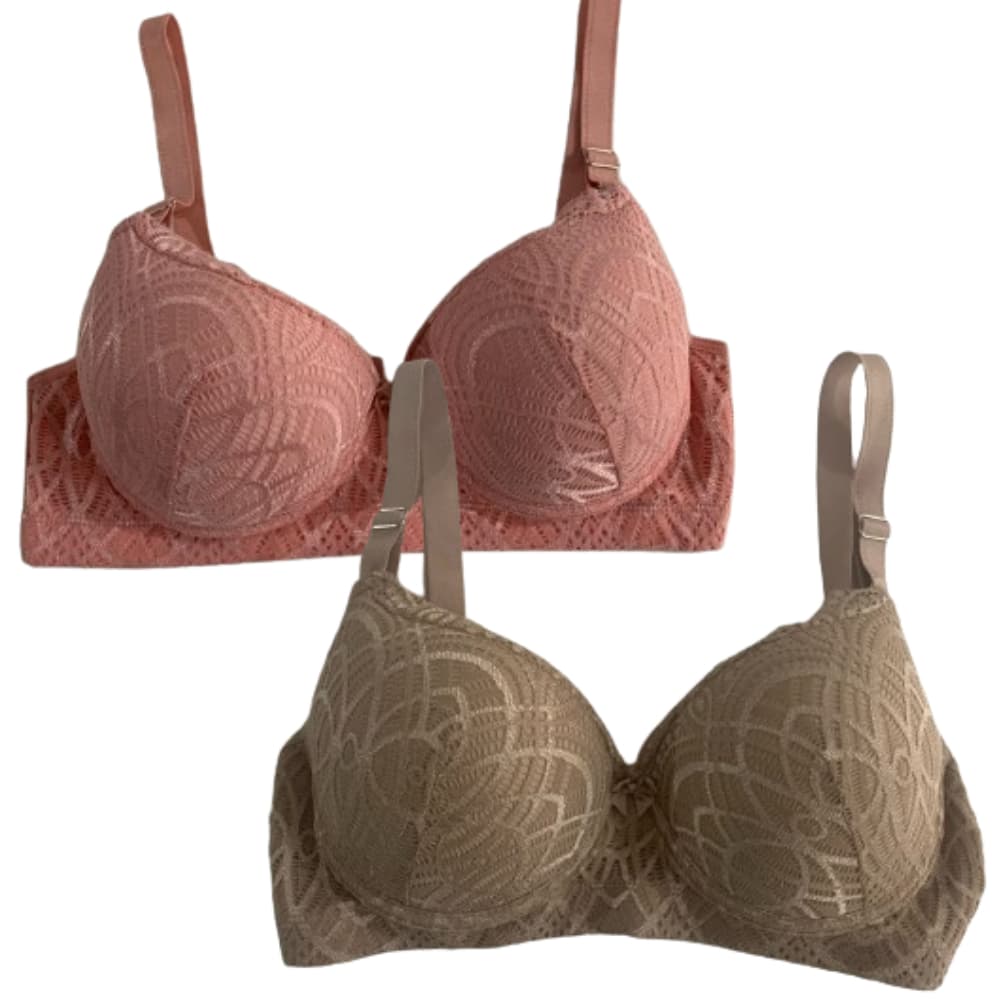 Kit 2 Sutiã Reforçado Plus Size Alça Grossa Feminino Com Bojo Sustentação De Renda Com Aro Conforto