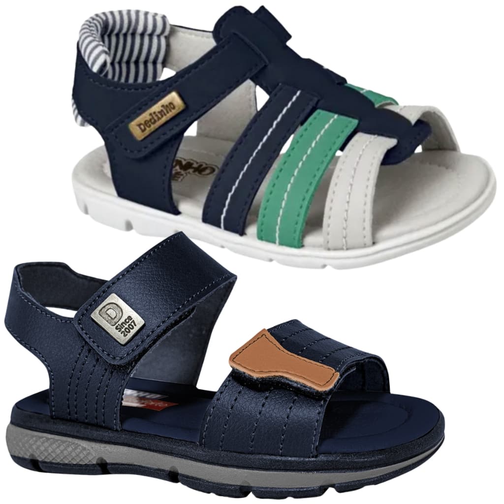 Kit 2 Par Sandália Infantil Masculina Kids Papete Masculino Chinelo Menino Calce Fácil