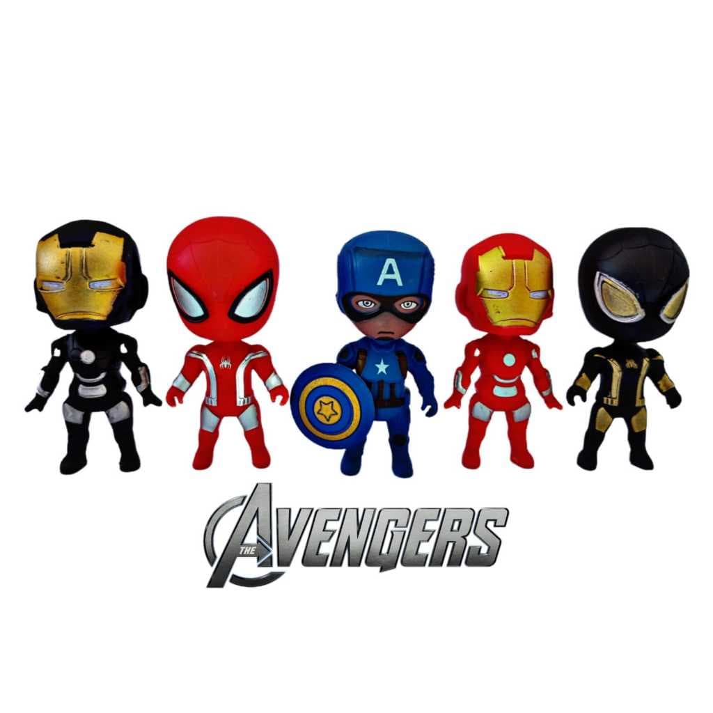 Kit C/ 05 Mini Bonecos 08cm Vingadores Avengers Herois Kids Figuras Ação