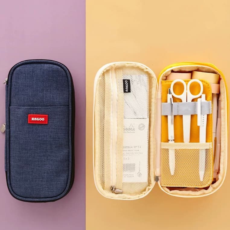 Estojo De Lápis De Tecido De Grande Capacidade Camada /Double Sided Pen Bag Pencil Case/Escolar