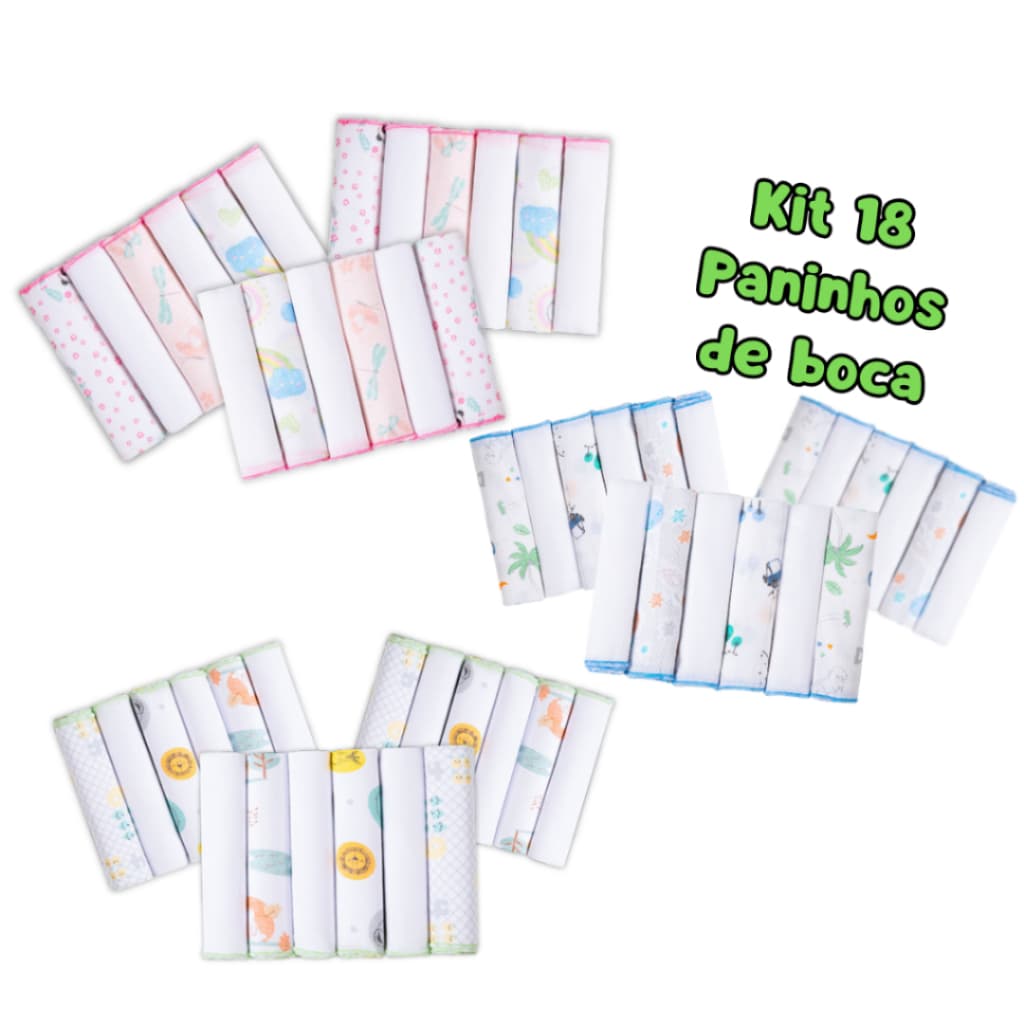 Kit 18 Paninhos de Boca/ Fralda de boca/ Babete Karinho PAPI