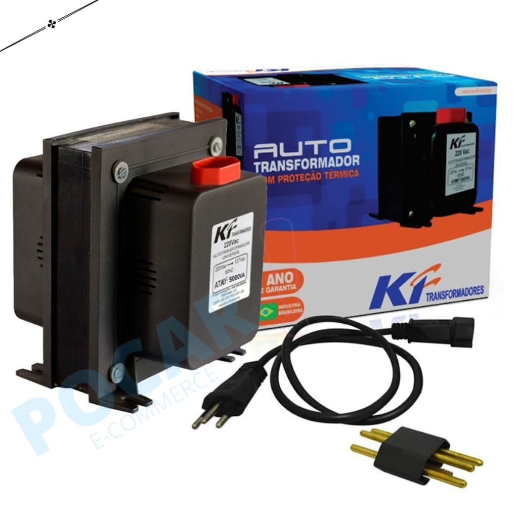 Transformador 5000va Bivolt Com tomada 110/220 Geladeira Ar Condicionado Air Fryer 12000btus KF