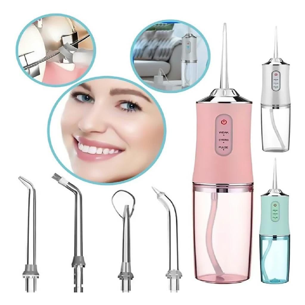 Irrigador Oral Bucal 3 Jatos Portátil Dentes e Gengivas Saudáveis Saúde Bocal Irrigador Recarregável Usb 220ml