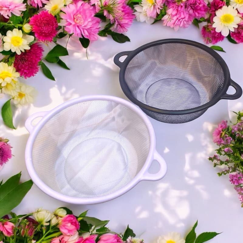 Peneiras Escorredores de Alimentos Utensílios de Cozinha Prática - Grande Cores Preto e Branco