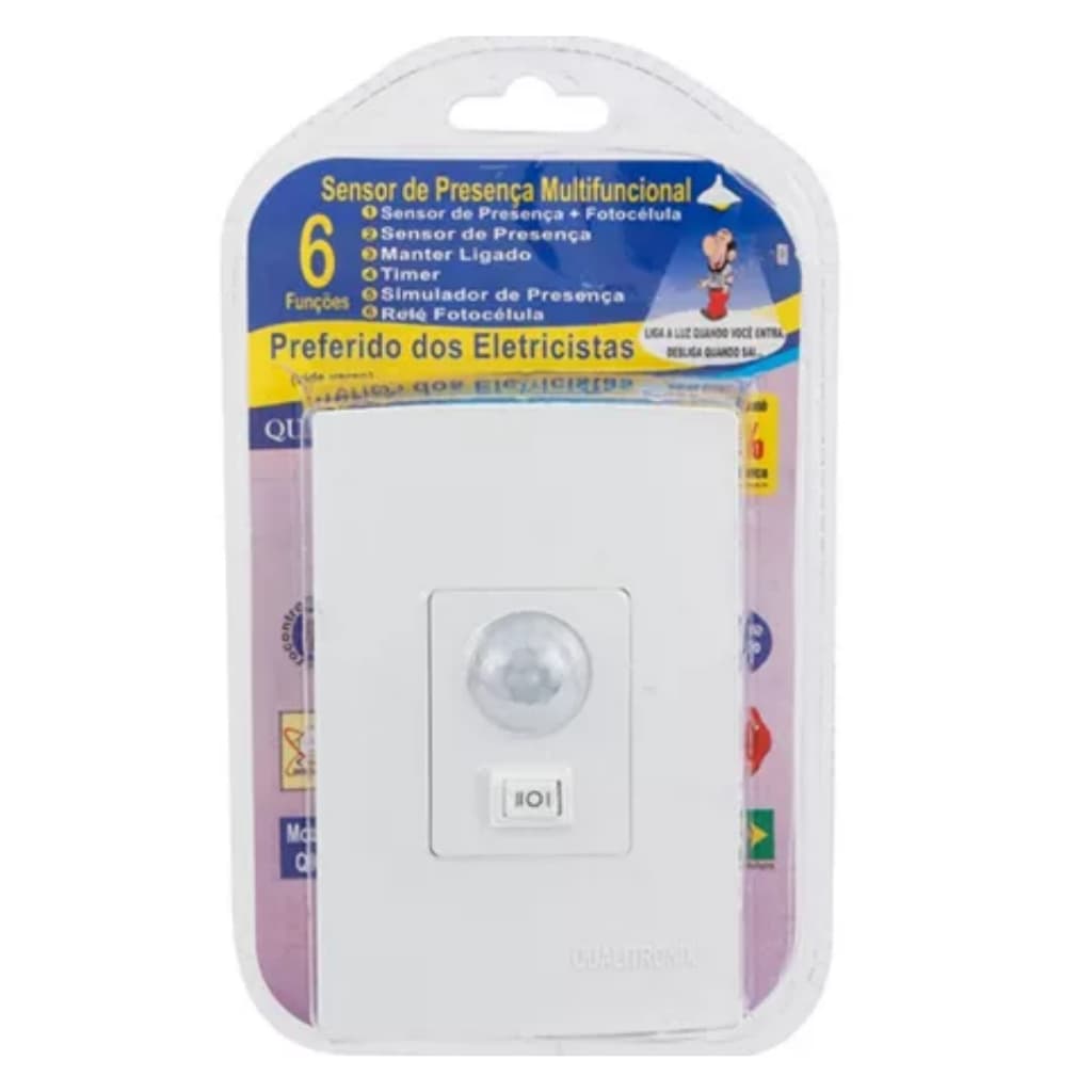 Sensor de Presença 4x2 Embutir C/Fotocélula QI6 C/Chave Qualitronix Cor branco