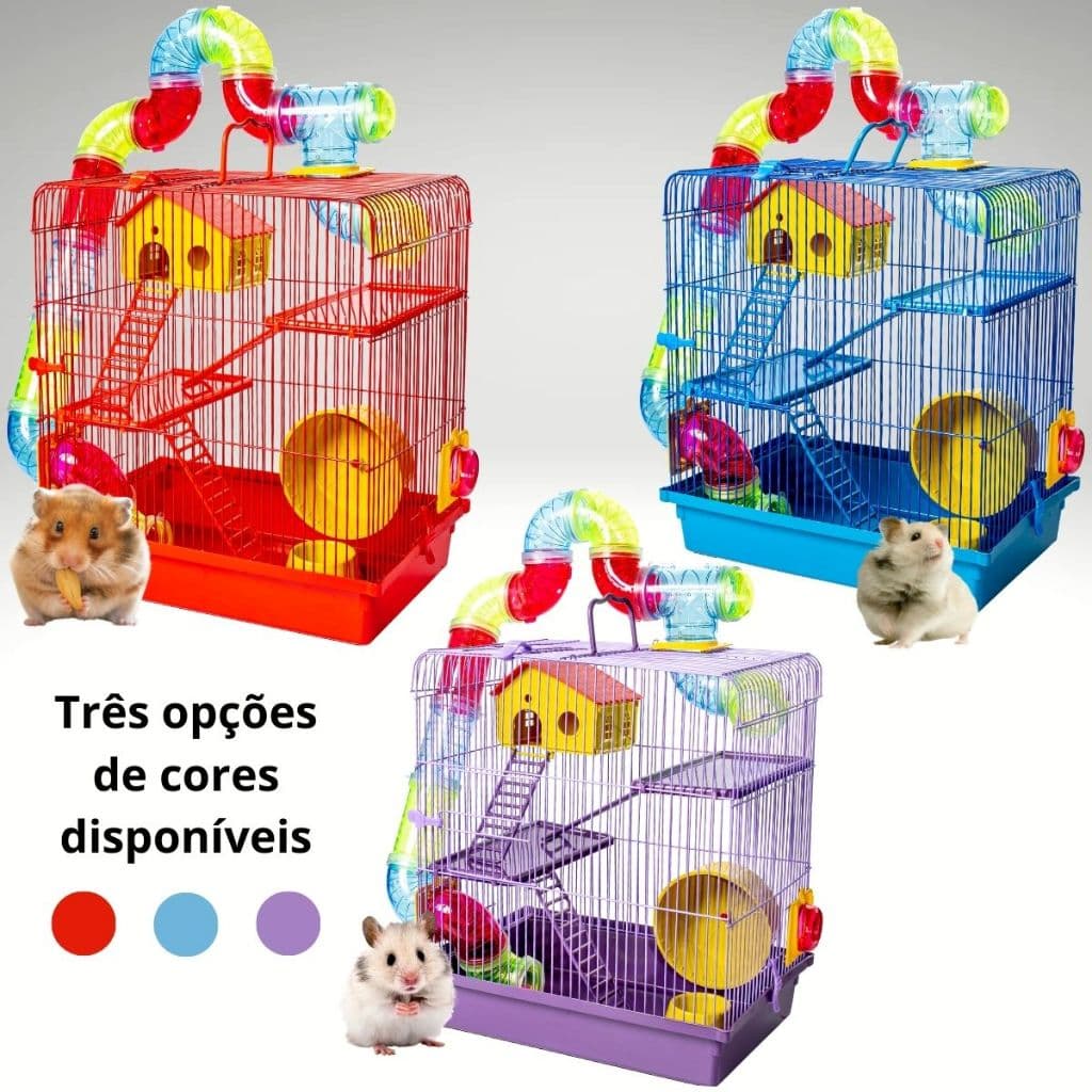Gaiola Hamster 3 Andares Tubo Luxo Labirinto Grande Hamster Acessórios