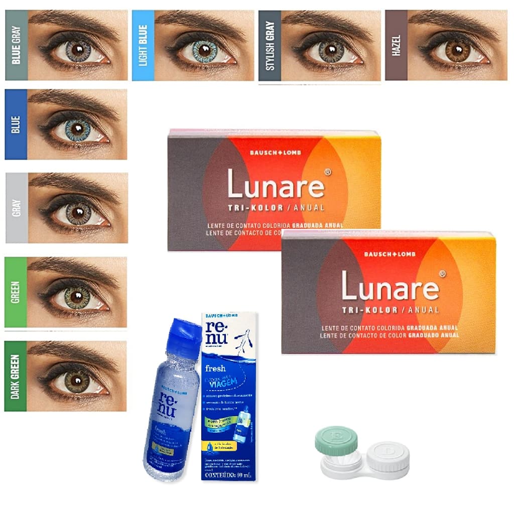 Lente De Contato Colorida Lunare Anual Bausch + Lomb - Com Grau - MIOPIA