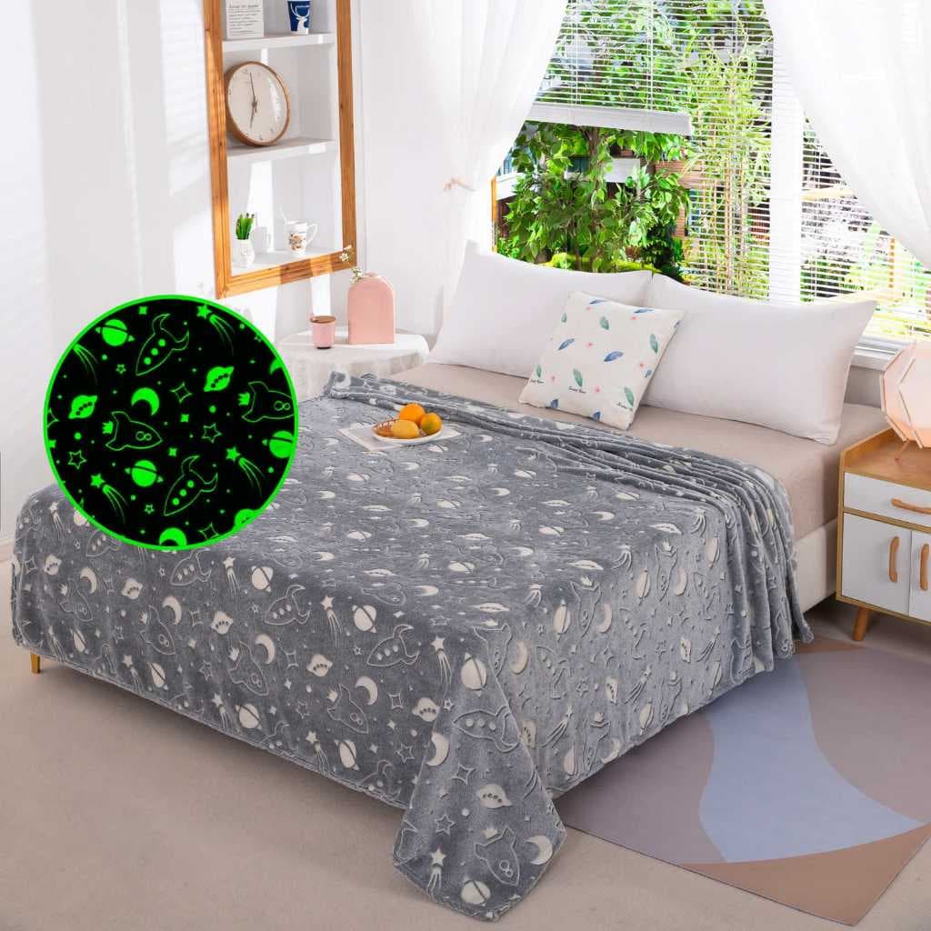 Cobertor Manta Brilha no Escuro Infantil 2,00x1,50 Mt Coberta Solteiro fluorescente