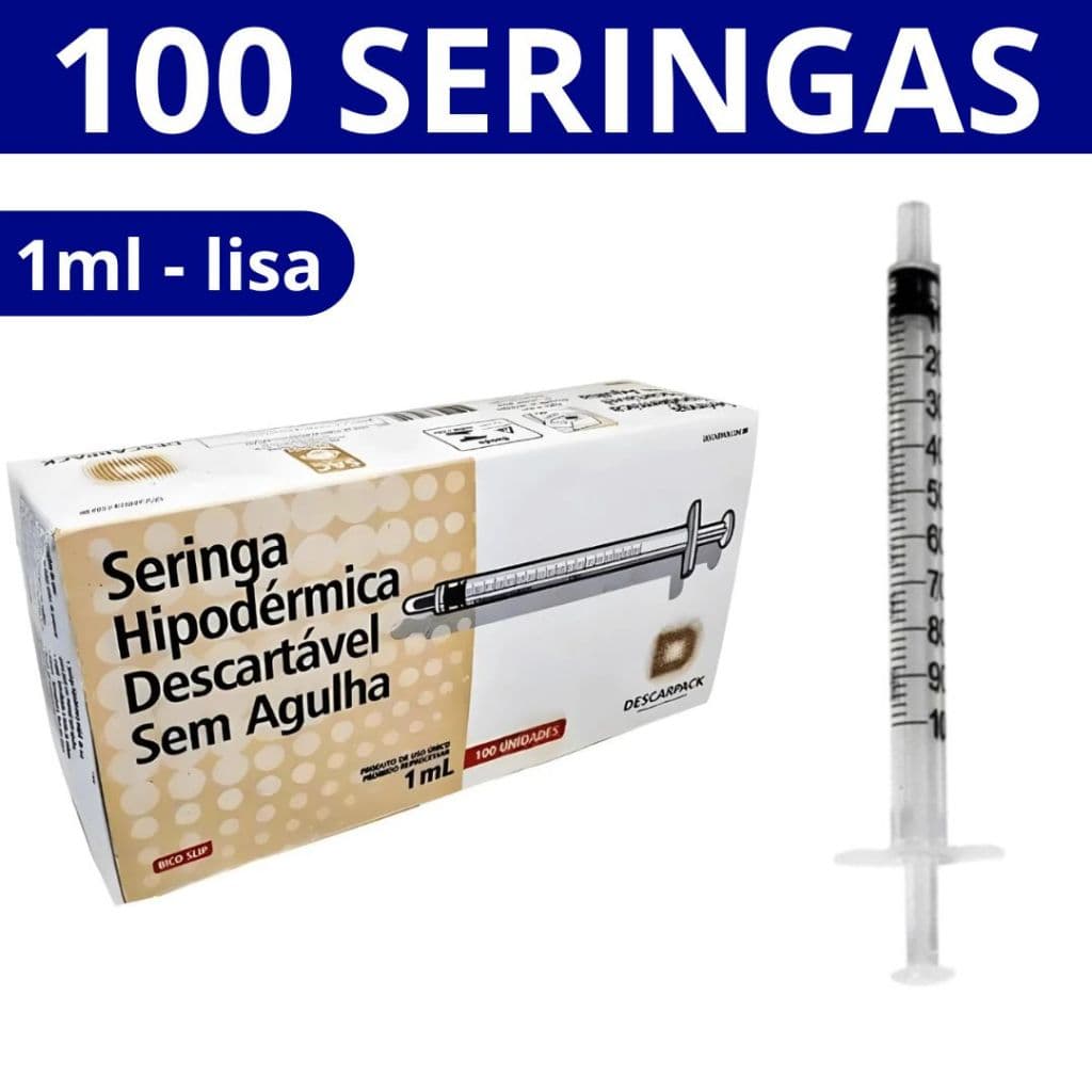 Seringa 1ml 100un Lisa Luer Slip Sem Agulha Descarpack SR