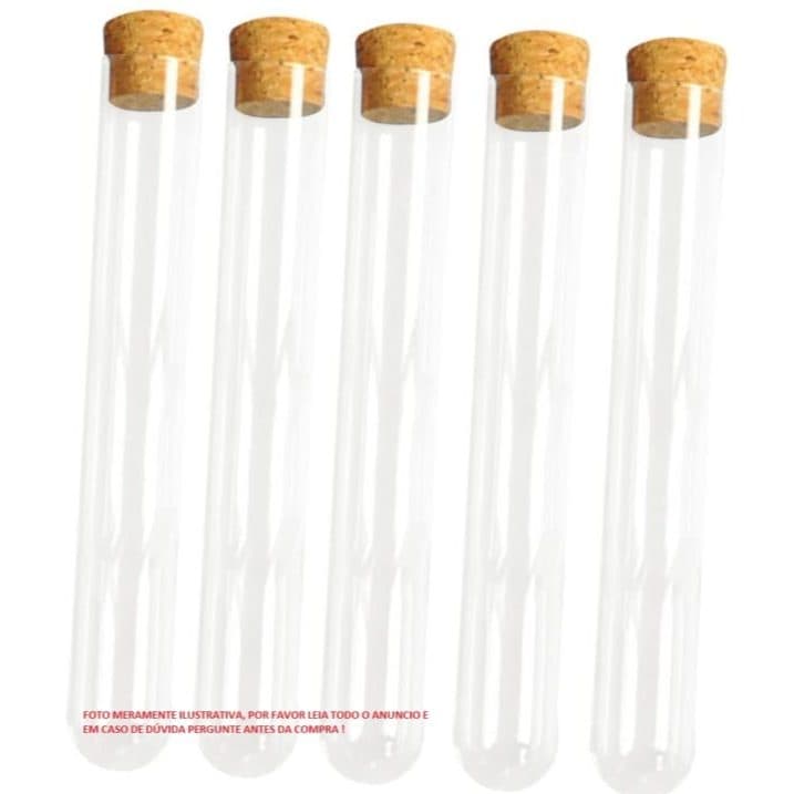 Tubo De Ensaio De Vidro 12x100mm Com Tampa Rolha Pct Com 20