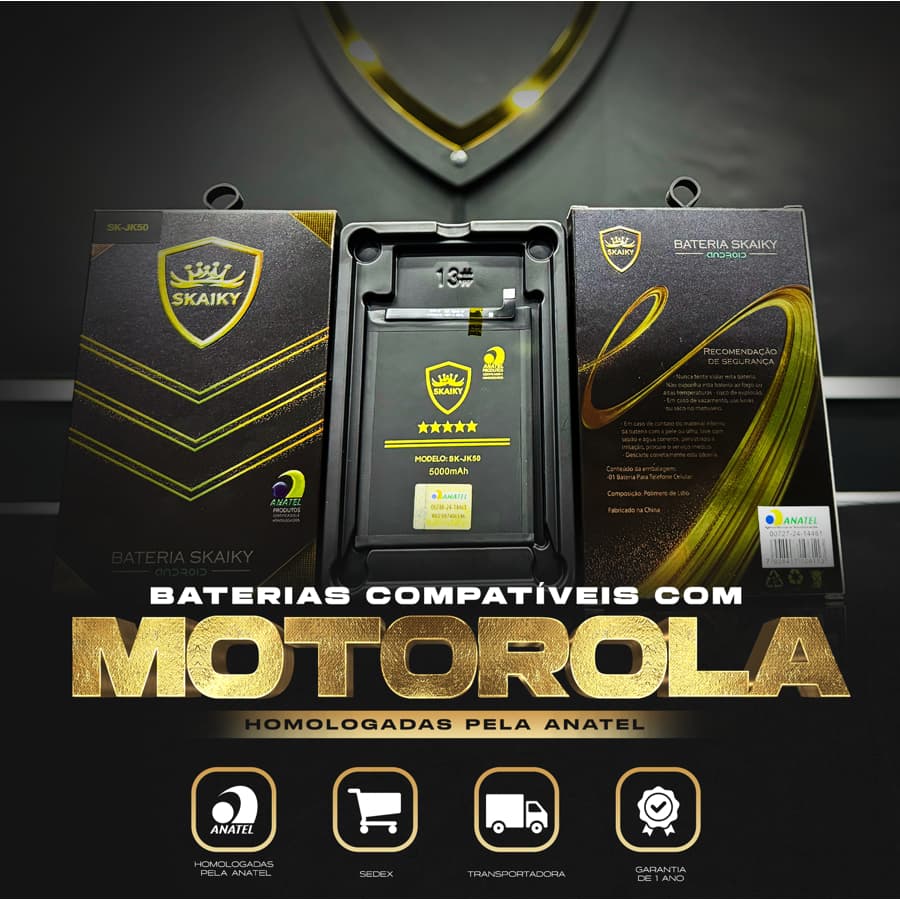 Bateria Oficial Premium Compatível com Motorola Certificação Anatel Qualidade 1 ano de Garantia