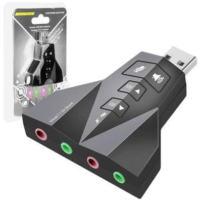 Placa de Som USB 7.1 Adaptador de Áudio Saída para Fone e Microfone