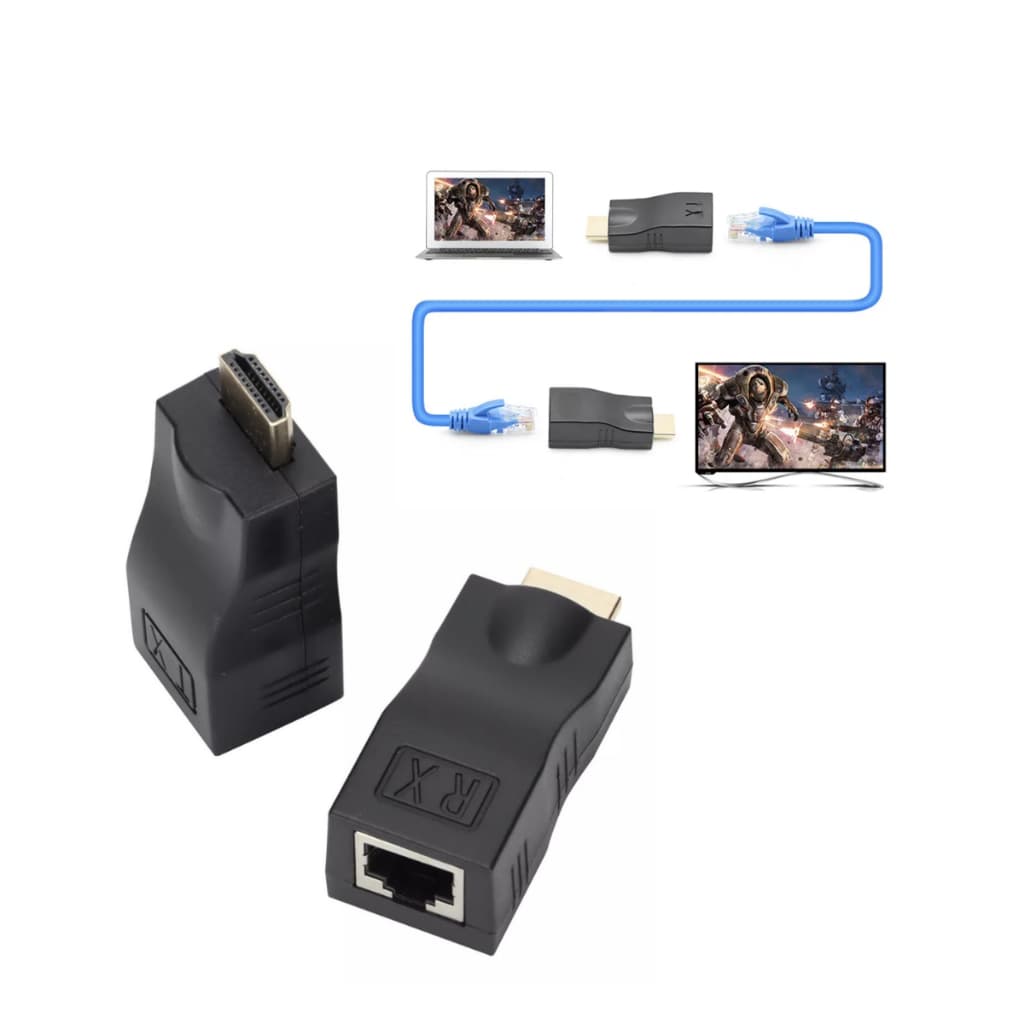 Extensor HDMI LAN Para Cabo RJ-45 30 Metros Cat5e Cat6