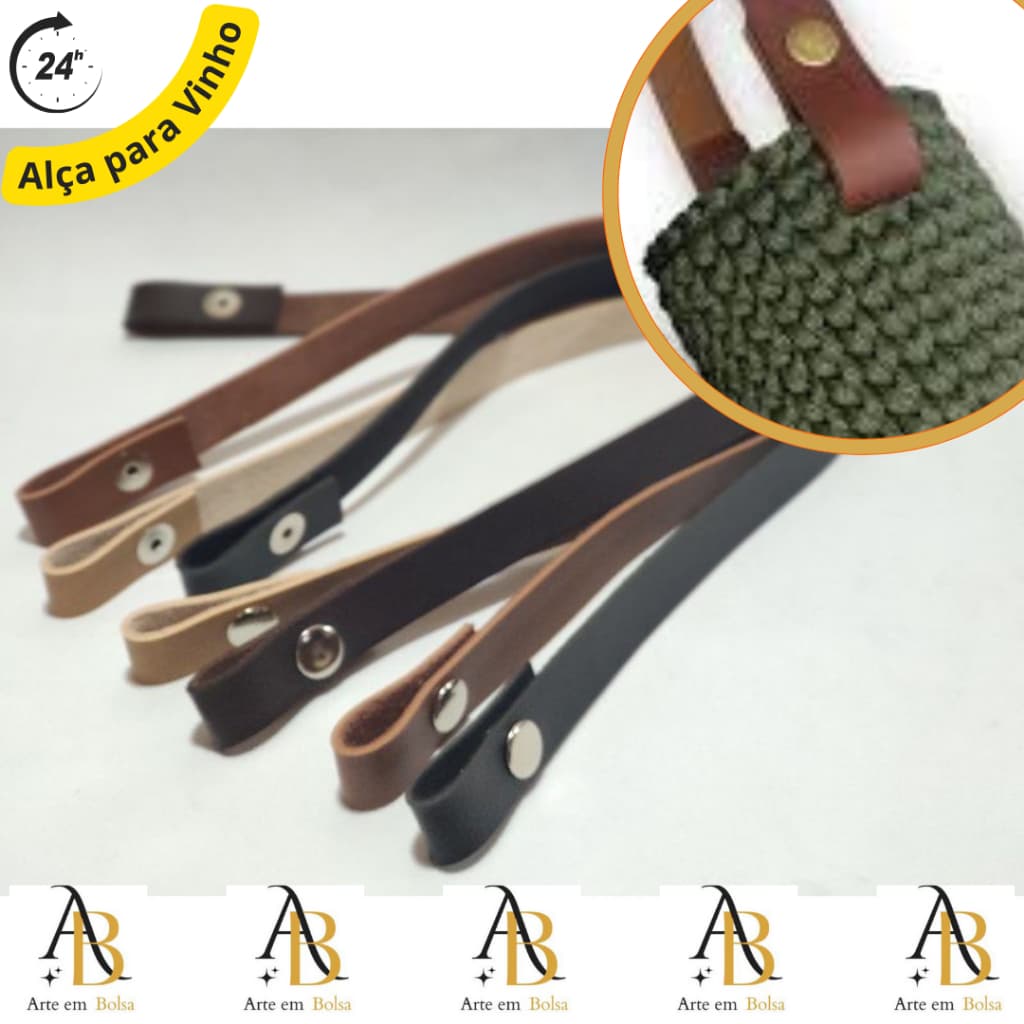 Combo 3 Alças porta (VINHO) 40 CM com botão de pressão em couro ecológico